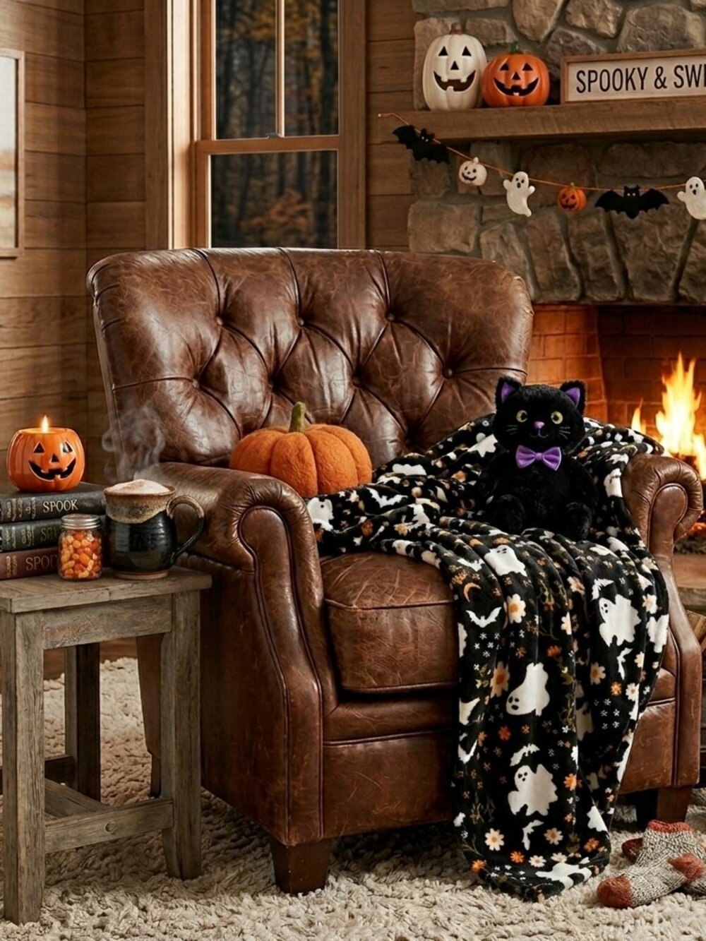 👻The Big One® Halloween Oversized Supersoft Plush Throw Blanket Peaceful Ghosts